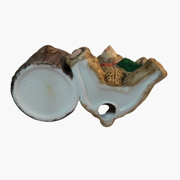 Teddy Bear Figurine Candle Holder Christmas Holiday Wreath - Picture 8 of 8